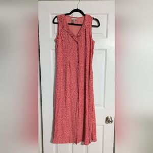 90s Vintage Floral Rayon Button Front Dress